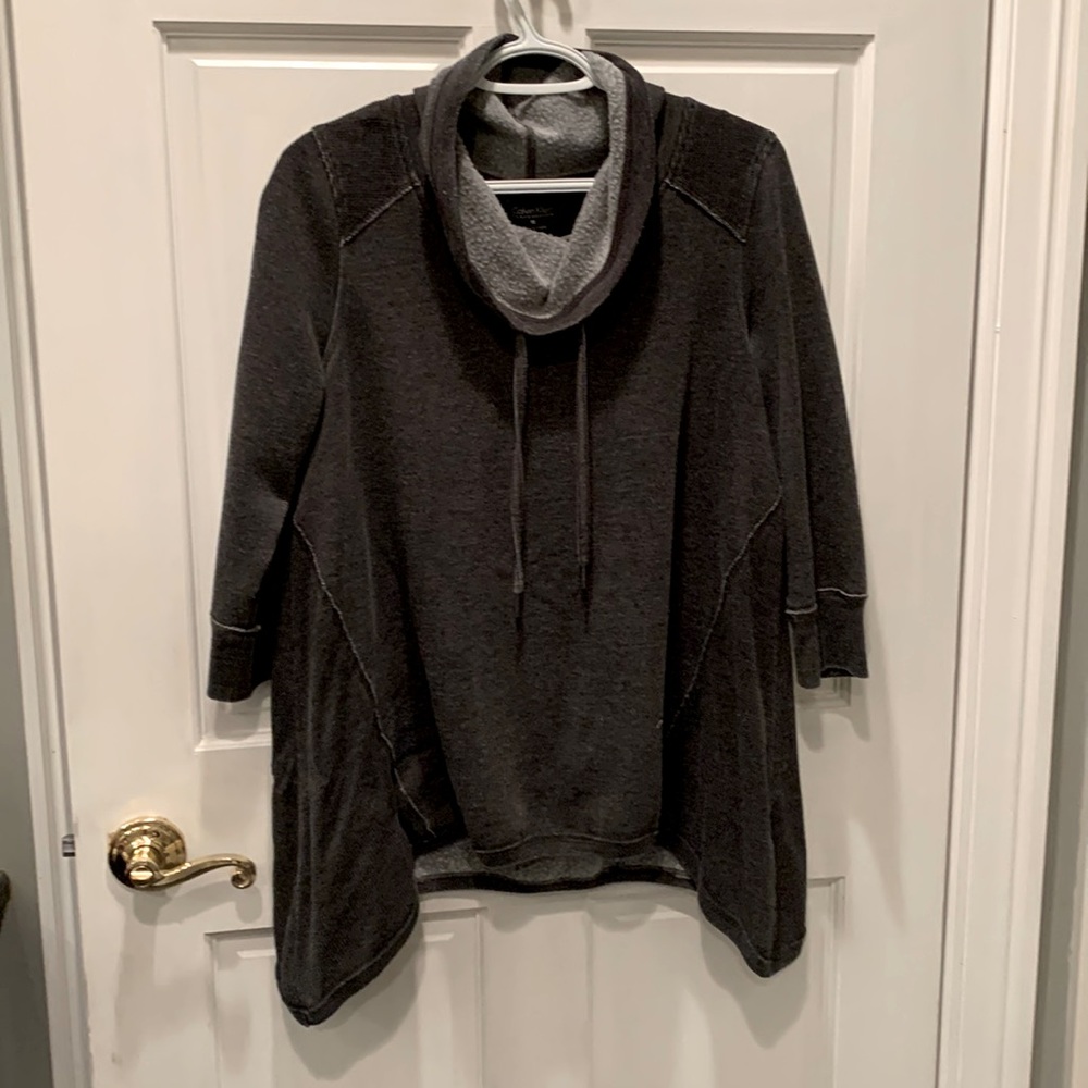 Calvin Klein M grey cowl neck athleisure sweatshirt 3/4 sleeve